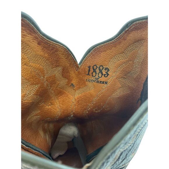 Ladies Lucchese 1883 Black Lizard Almond Toe Western Cowgirl Boots Size 6.5 B - Picture 8 of 8